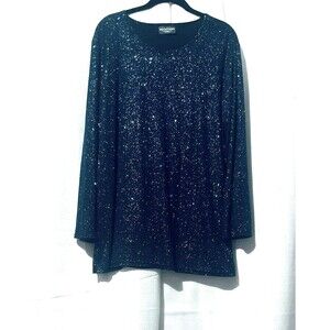 Notations Women’s  Sparkle Velour Long Sleeve Top Size 1XLarge COLOR BLUE